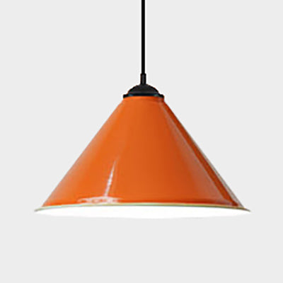 Black/Gray/White Cone Shade Ceiling Light Fixture Retro Style Metal 1 Light Bedroom Hanging Lamp, 12"/16" Diameter Orange Clearhalo 'Ceiling Lights' 'Modern Pendants' 'Modern' 'Pendant Lights' 'Pendants' Lighting' 85005