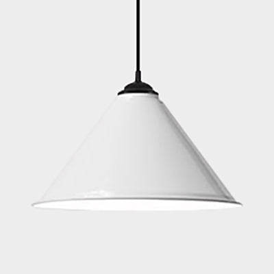 Black/Gray/White Cone Shade Ceiling Light Fixture Retro Style Metal 1 Light Bedroom Hanging Lamp, 12"/16" Diameter White Clearhalo 'Ceiling Lights' 'Modern Pendants' 'Modern' 'Pendant Lights' 'Pendants' Lighting' 85006