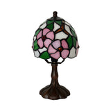 Stained Art Glass Dark Coffee Table Light Bowled 1 Bulb Tiffany Style Nightstand Lamp Clearhalo 'Lamps' 'Table Lamps' Lighting' 852260