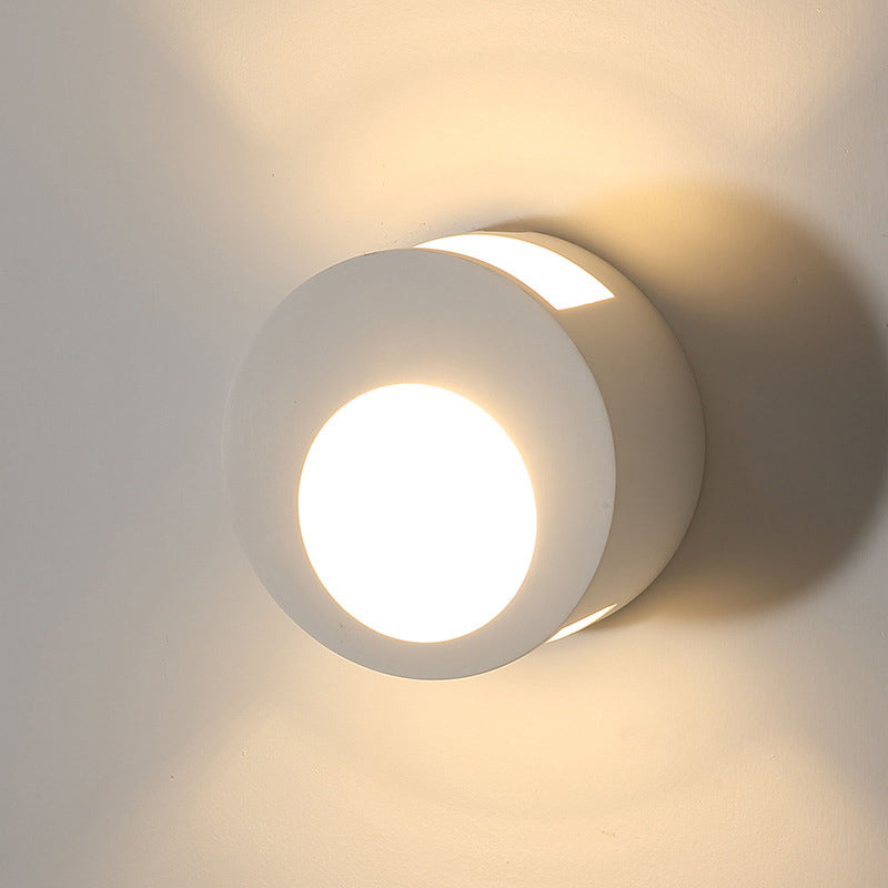 Gypsum Round Wall Sconce Lamp Modernist 1 Light LED Wall Lighting in White for Living Room Clearhalo 'Modern wall lights' 'Modern' 'Wall Lamps & Sconces' 'Wall Lights' Lighting' 852484