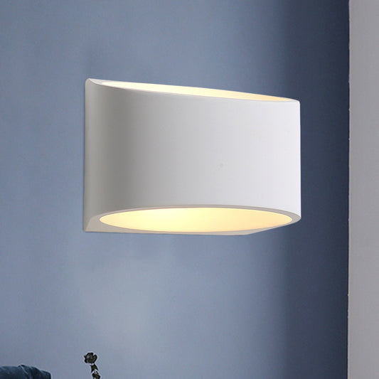 Round Gypsum LED Sconce Light Fixture Minimalism 1 Light White Wall Mount Lamp for Hallway White Clearhalo 'Modern wall lights' 'Modern' 'Wall Lamps & Sconces' 'Wall Lights' Lighting' 852494