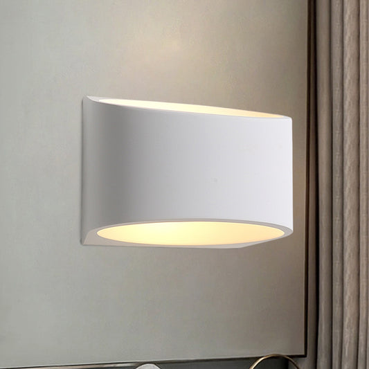 Round Gypsum LED Sconce Light Fixture Minimalism 1 Light White Wall Mount Lamp for Hallway Clearhalo 'Modern wall lights' 'Modern' 'Wall Lamps & Sconces' 'Wall Lights' Lighting' 852495