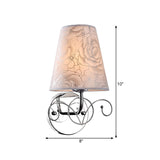 Rose Printed Fabric White Wall Lamp Cone Shade 1-Light Countryside Sconce Lighting for Parlor Clearhalo 'Wall Lamps & Sconces' 'Wall Lights' Lighting' 852605