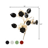 3 Heads Wall Mount Lighting Korean Garden Floweret Ceramic Wall Light Kit with Gold Vine in Black/White/Red Clearhalo 'Wall Lamps & Sconces' 'Wall Lights' Lighting' 852641