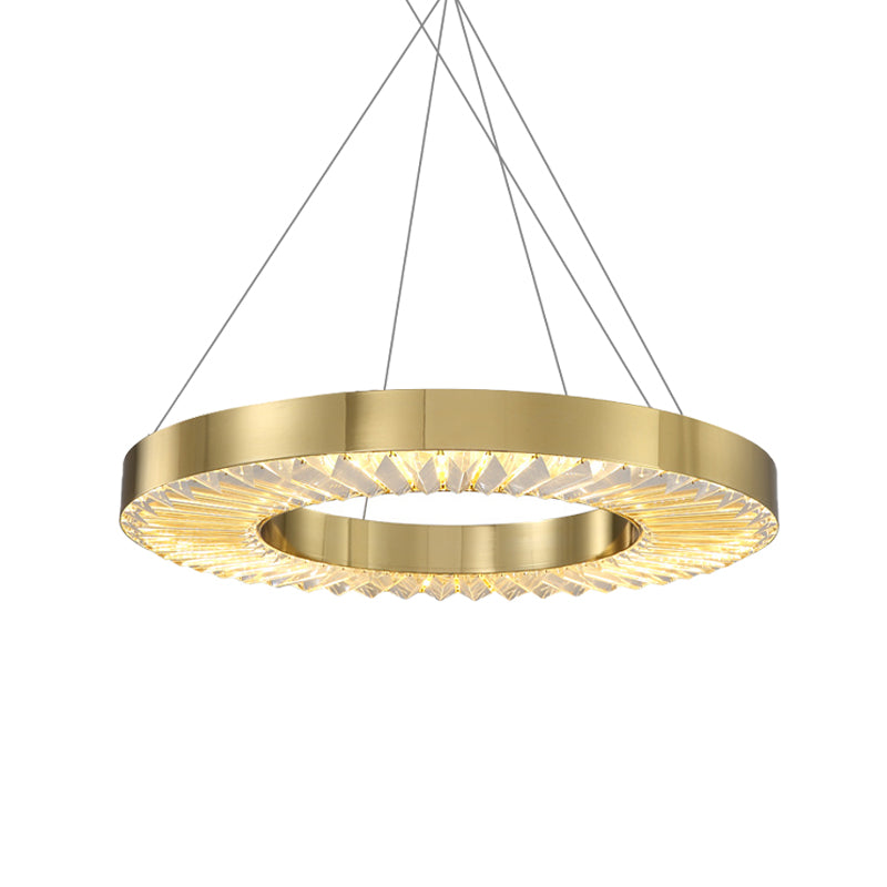 Hoop Crystal Inserted Hanging Lamp Minimalism Dining Room LED Ceiling Chandelier in Gold Clearhalo 'Ceiling Lights' 'Chandeliers' 'Modern Chandeliers' 'Modern' Lighting' 852722