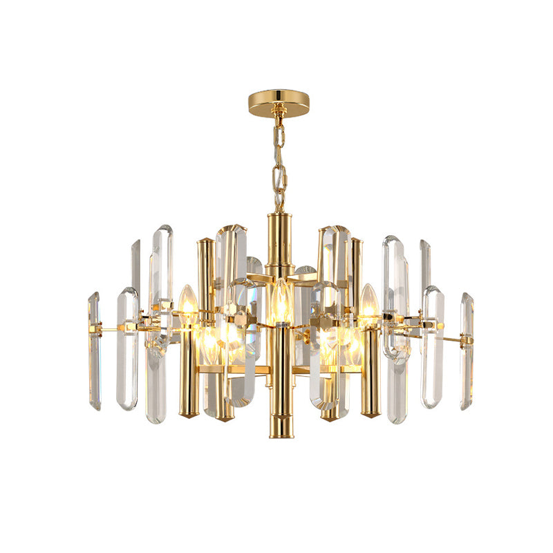 2 Tiers Living Room Chandelier Postmodern Crystal 8/10 Heads Polished Gold Pendant Ceiling Light Clearhalo 'Ceiling Lights' 'Chandeliers' 'Modern Chandeliers' 'Modern' Lighting' 852725