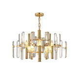 2 Tiers Living Room Chandelier Postmodern Crystal 8/10 Heads Polished Gold Pendant Ceiling Light Clearhalo 'Ceiling Lights' 'Chandeliers' 'Modern Chandeliers' 'Modern' Lighting' 852725