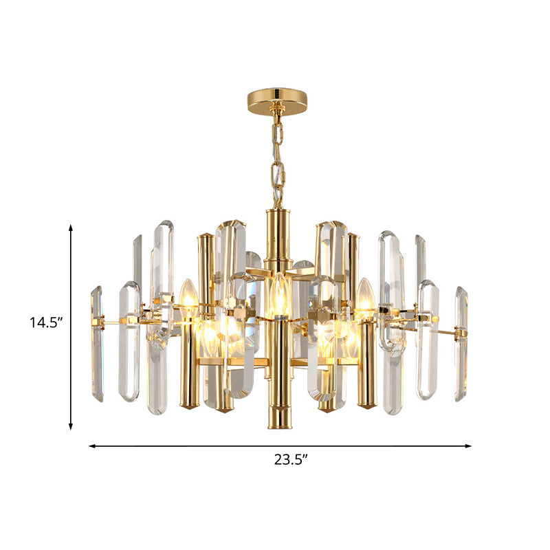 2 Tiers Living Room Chandelier Postmodern Crystal 8/10 Heads Polished Gold Pendant Ceiling Light Clearhalo 'Ceiling Lights' 'Chandeliers' 'Modern Chandeliers' 'Modern' Lighting' 852727