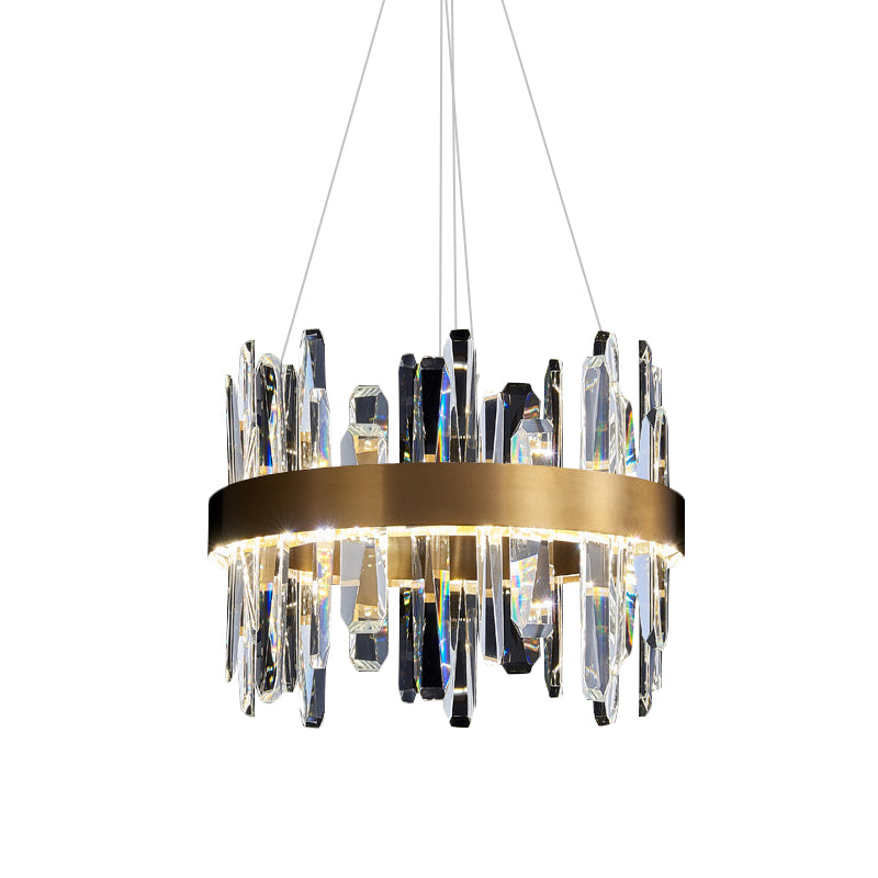 Crystal Rod Gold Finish Chandelier Circle Mid Century Style LED Hanging Light Fixture Clearhalo 'Ceiling Lights' 'Chandeliers' 'Modern Chandeliers' 'Modern' Lighting' 852735