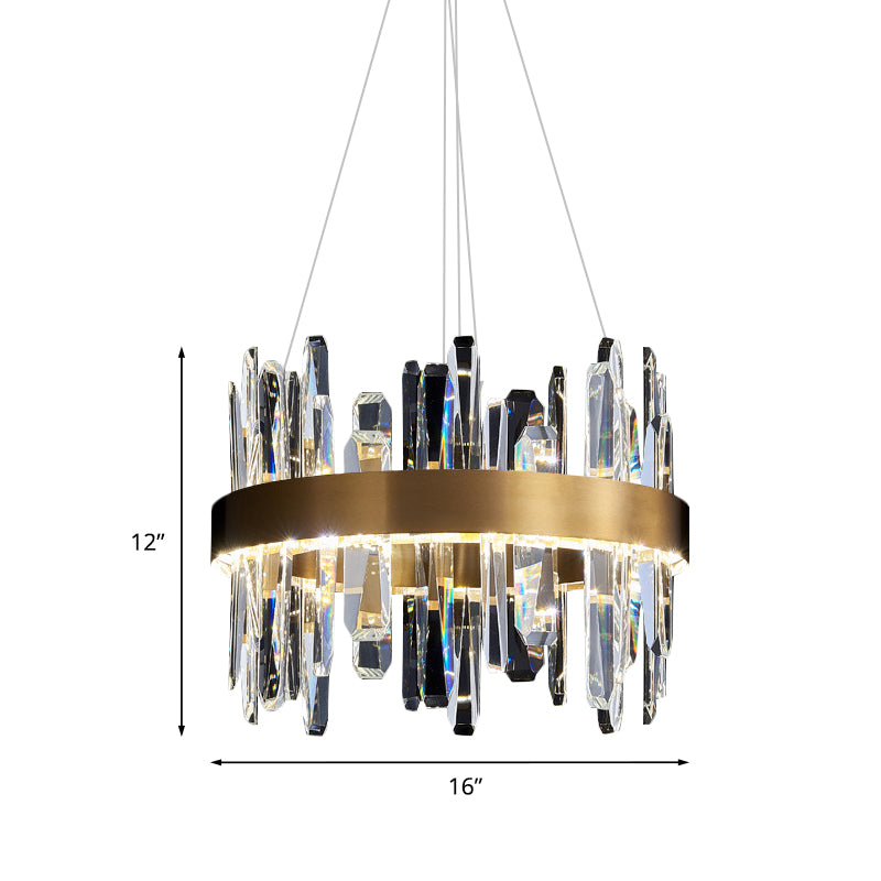 Crystal Rod Gold Finish Chandelier Circle Mid Century Style LED Hanging Light Fixture Clearhalo 'Ceiling Lights' 'Chandeliers' 'Modern Chandeliers' 'Modern' Lighting' 852736