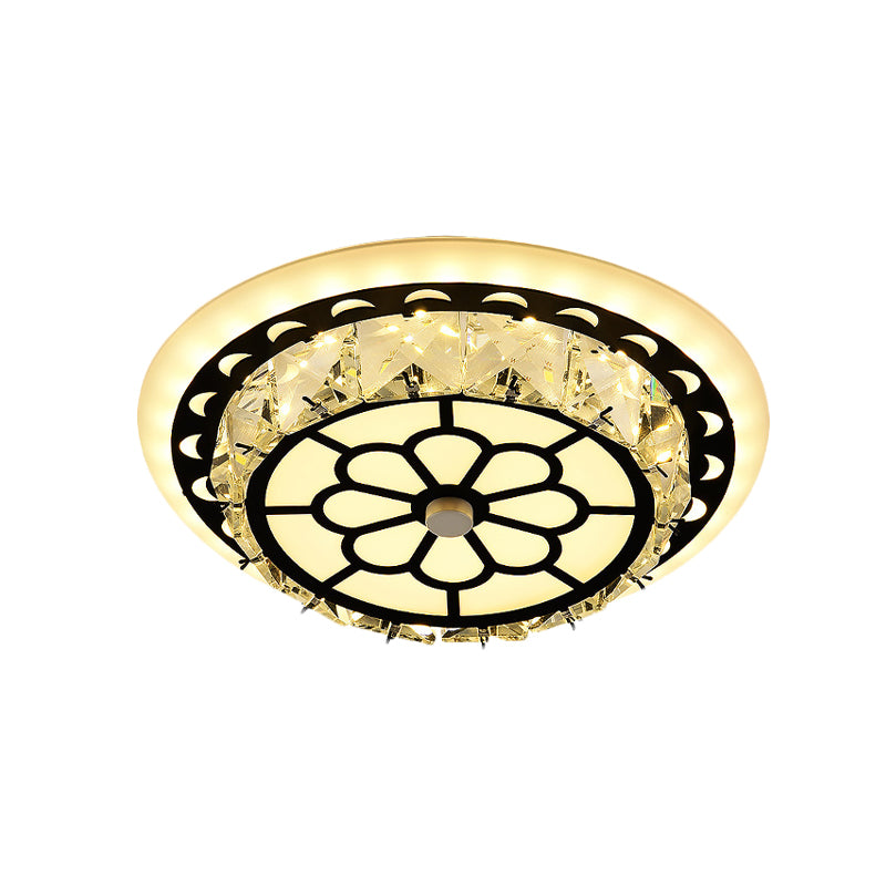 Beveled Crystal LED Ceiling Light Modern Black Floral Pattern Round/Square Corridor Flushmount Lamp Clearhalo 'Ceiling Lights' 'Close To Ceiling Lights' 'Close to ceiling' 'Flush mount' Lighting' 852761