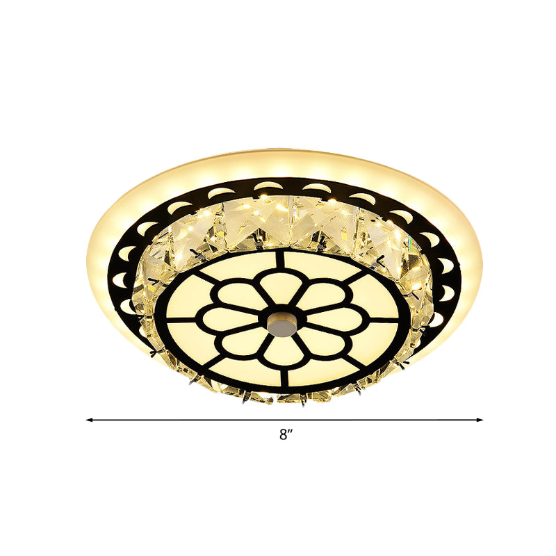 Beveled Crystal LED Ceiling Light Modern Black Floral Pattern Round/Square Corridor Flushmount Lamp Clearhalo 'Ceiling Lights' 'Close To Ceiling Lights' 'Close to ceiling' 'Flush mount' Lighting' 852762