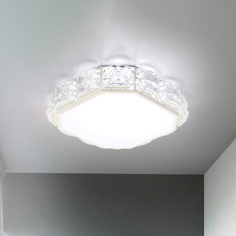 Integrated LED Flush Light Fixture Simple Scalloped Round/Square Crystal Ceiling Lamp in Black/White Clearhalo 'Ceiling Lights' 'Close To Ceiling Lights' 'Close to ceiling' 'Flush mount' Lighting' 852768