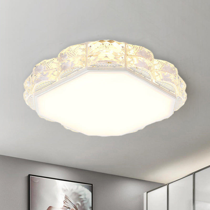 Integrated LED Flush Light Fixture Simple Scalloped Round/Square Crystal Ceiling Lamp in Black/White Clearhalo 'Ceiling Lights' 'Close To Ceiling Lights' 'Close to ceiling' 'Flush mount' Lighting' 852769