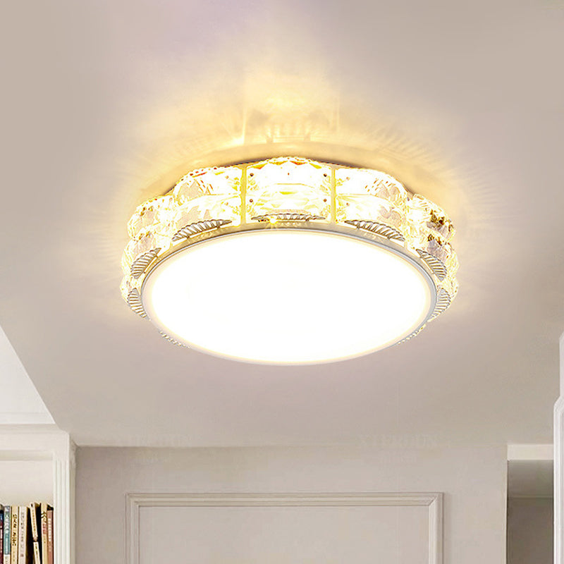 Integrated LED Flush Light Fixture Simple Scalloped Round/Square Crystal Ceiling Lamp in Black/White Clearhalo 'Ceiling Lights' 'Close To Ceiling Lights' 'Close to ceiling' 'Flush mount' Lighting' 852778