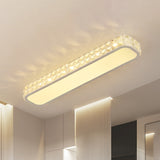 Crystal-Encrusted Oblong Ceiling Flush Minimalistic Hallway 15"/19"/23" Long LED Flush Mounted Lamp in Black/White White Clearhalo 'Ceiling Lights' 'Close To Ceiling Lights' 'Close to ceiling' 'Flush mount' Lighting' 852786