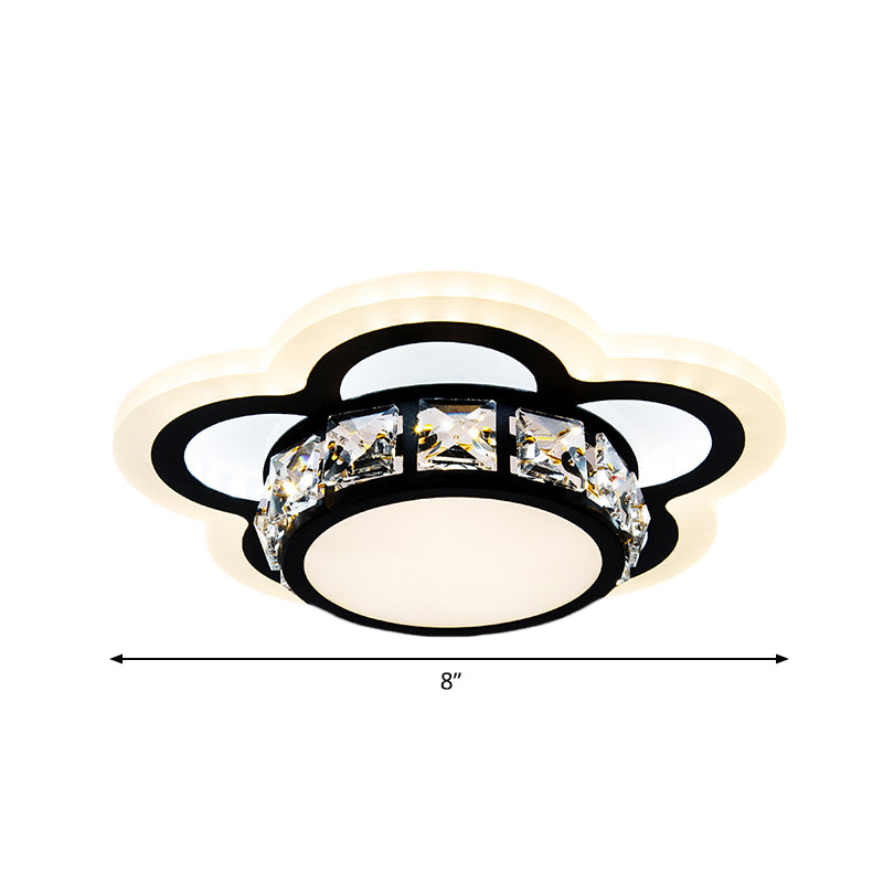 Black LED Ceiling Flush Mount Modernism Crystal Encrusted Gear/Flower Small Flushmount Light Clearhalo 'Ceiling Lights' 'Close To Ceiling Lights' 'Close to ceiling' 'Flush mount' Lighting' 852798