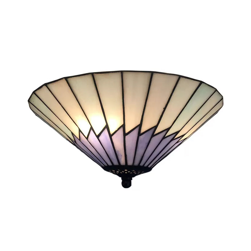 Bedroom Ceiling Lights Tiffany Style, 2-Lights Conical Flush Mount Light in Purple, 6" High x 13" in Diameter Clearhalo 'Ceiling Lights' 'Close To Ceiling Lights' 'Close to ceiling' 'Flush mount' Lighting' 85317