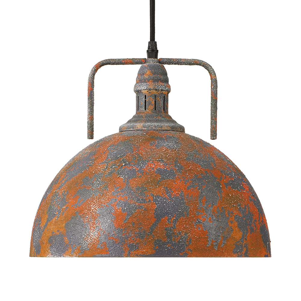 Rust Finish Domed Pendant Light Antique Style Wrought Iron 1 Head Dining Table Hanging Fixture with Vented Socket Clearhalo 'Art Deco Pendants' 'Cast Iron' 'Ceiling Lights' 'Ceramic' 'Crystal' 'Industrial Pendants' 'Industrial' 'Metal' 'Middle Century Pendants' 'Pendant Lights' 'Pendants' 'Tiffany' Lighting' 85655