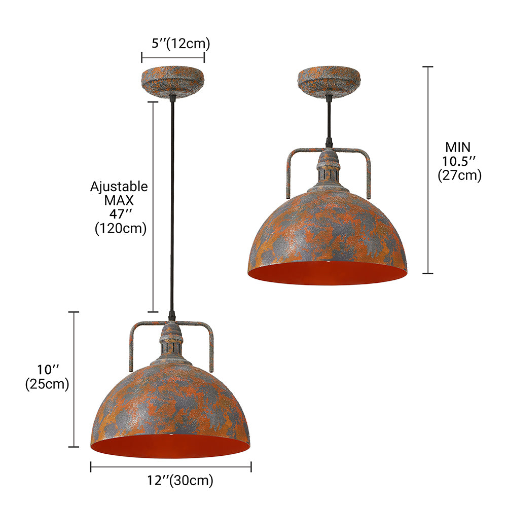 Rust Finish Domed Pendant Light Antique Style Wrought Iron 1 Head Dining Table Hanging Fixture with Vented Socket Clearhalo 'Art Deco Pendants' 'Cast Iron' 'Ceiling Lights' 'Ceramic' 'Crystal' 'Industrial Pendants' 'Industrial' 'Metal' 'Middle Century Pendants' 'Pendant Lights' 'Pendants' 'Tiffany' Lighting' 85656