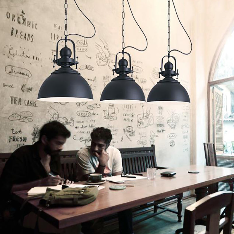 Black Finish Domed Ceiling Pendant Industrial Metallic 1 Light Dining Table Hanging Light with Swivel Joint Clearhalo 'Art Deco Pendants' 'Black' 'Cast Iron' 'Ceiling Lights' 'Ceramic' 'Crystal' 'Industrial Pendants' 'Industrial' 'Metal' 'Middle Century Pendants' 'Pendant Lights' 'Pendants' 'Rustic Pendants' 'Tiffany' Lighting' 85663