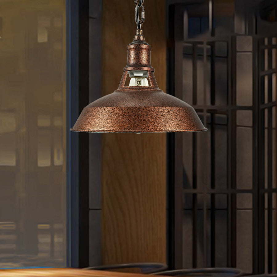 Vintage Stylish Barn Pendant Lighting 1 Light Iron Hanging Lamp with Adjustable Chain in Rust for Kitchen Rust Clearhalo 'Art Deco Pendants' 'Cast Iron' 'Ceiling Lights' 'Ceramic' 'Crystal' 'Industrial Pendants' 'Industrial' 'Metal' 'Middle Century Pendants' 'Pendant Lights' 'Pendants' 'Tiffany' Lighting' 85694