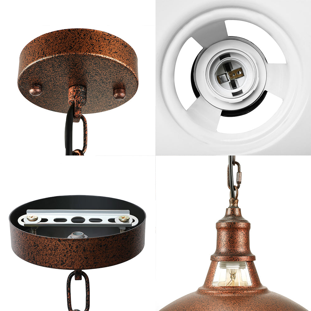 Vintage Stylish Barn Pendant Lighting 1 Light Iron Hanging Lamp with Adjustable Chain in Rust for Kitchen Clearhalo 'Art Deco Pendants' 'Cast Iron' 'Ceiling Lights' 'Ceramic' 'Crystal' 'Industrial Pendants' 'Industrial' 'Metal' 'Middle Century Pendants' 'Pendant Lights' 'Pendants' 'Tiffany' Lighting' 85699