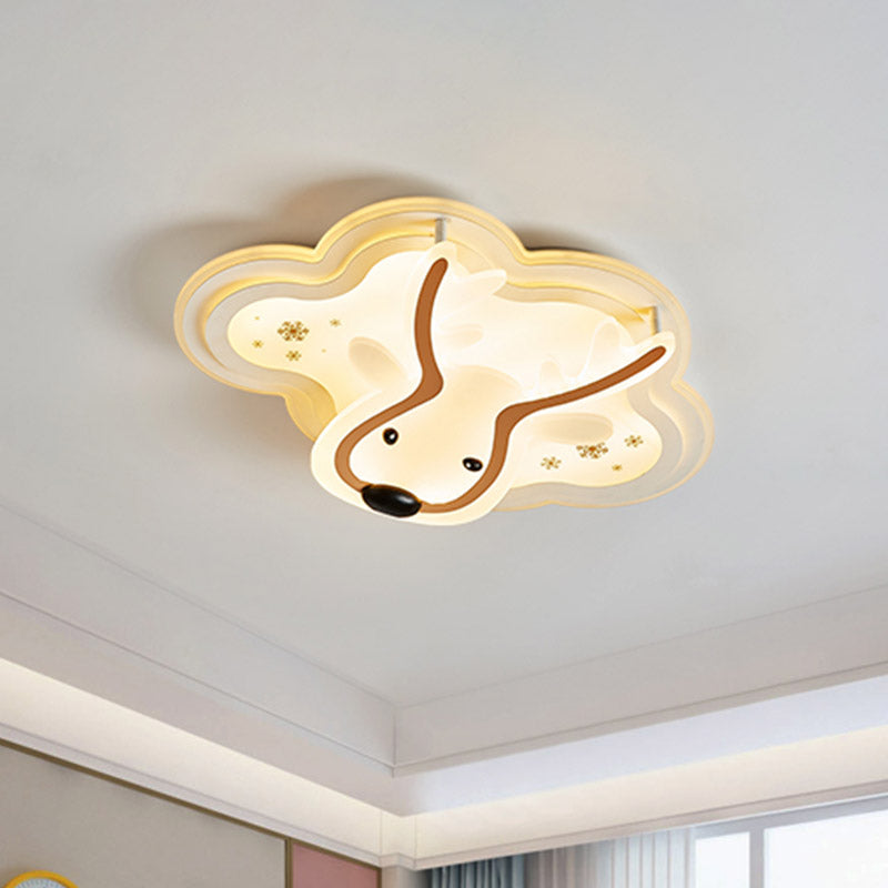 Deer Patterned Cloud Flush Ceiling Light Kids Acrylic Bedroom LED Flushmount Lamp in White White Clearhalo 'Ceiling Lights' 'Close To Ceiling Lights' 'Close to ceiling' 'Flush mount' Lighting' 858932