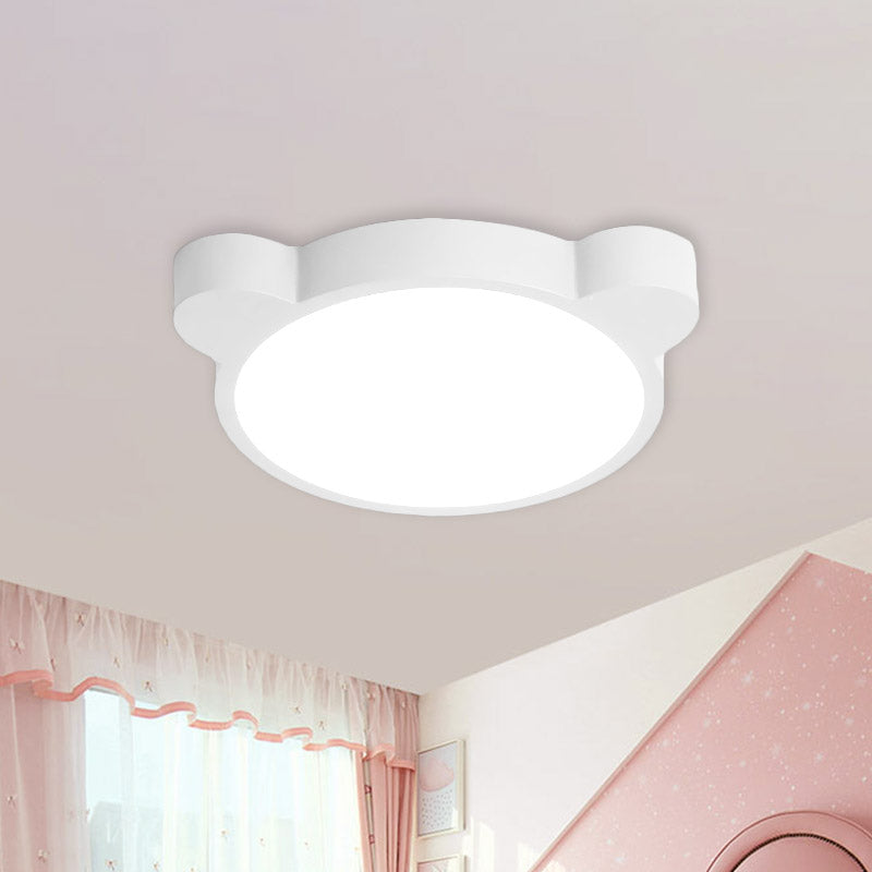 Cartoon Bear Head Iron Flushmount LED Close to Ceiling Lighting in Black/White/Pink for Kids Bedroom Clearhalo 'Ceiling Lights' 'Close To Ceiling Lights' 'Close to ceiling' 'Flush mount' Lighting' 858949