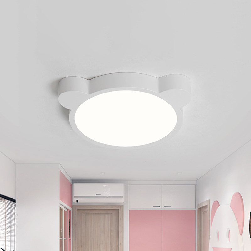 Cartoon Bear Head Iron Flushmount LED Close to Ceiling Lighting in Black/White/Pink for Kids Bedroom Clearhalo 'Ceiling Lights' 'Close To Ceiling Lights' 'Close to ceiling' 'Flush mount' Lighting' 858950