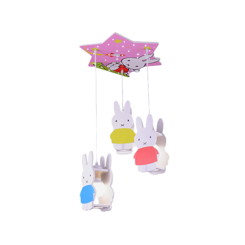 Kids Style 3/6-Light Flush Light Fixture White Rabbit/Blue Plane/Green House Ceiling Lighting with Plastic Shade Clearhalo 'Ceiling Lights' 'Close To Ceiling Lights' 'Close to ceiling' 'Flush mount' Lighting' 858966