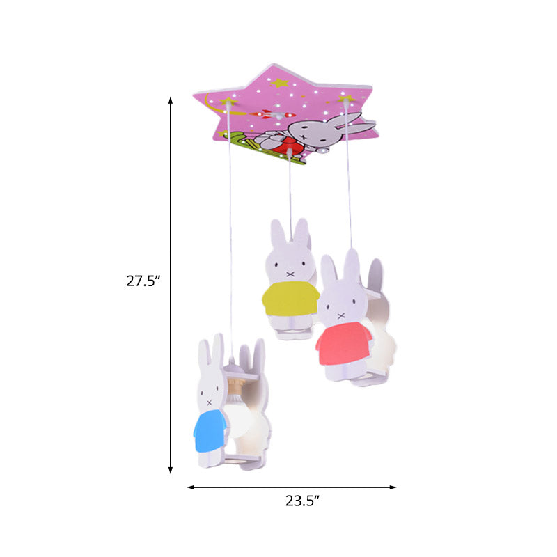 Kids Style 3/6-Light Flush Light Fixture White Rabbit/Blue Plane/Green House Ceiling Lighting with Plastic Shade Clearhalo 'Ceiling Lights' 'Close To Ceiling Lights' 'Close to ceiling' 'Flush mount' Lighting' 858968