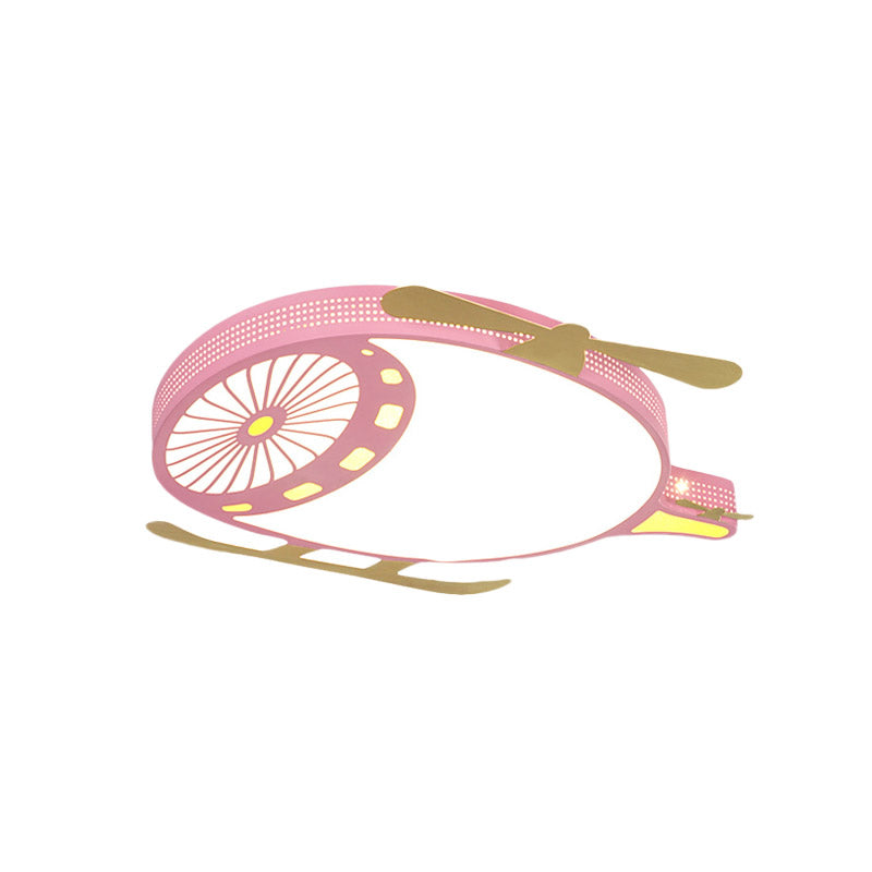 Kids Helicopter Ultrathin Ceiling Fixture Acrylic Dorm Room LED Flush Mounted Light in Pink/Blue Clearhalo 'Ceiling Lights' 'Close To Ceiling Lights' 'Close to ceiling' 'Flush mount' Lighting' 858990