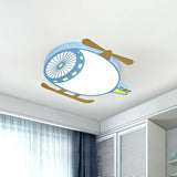 Kids Helicopter Ultrathin Ceiling Fixture Acrylic Dorm Room LED Flush Mounted Light in Pink/Blue Clearhalo 'Ceiling Lights' 'Close To Ceiling Lights' 'Close to ceiling' 'Flush mount' Lighting' 858993