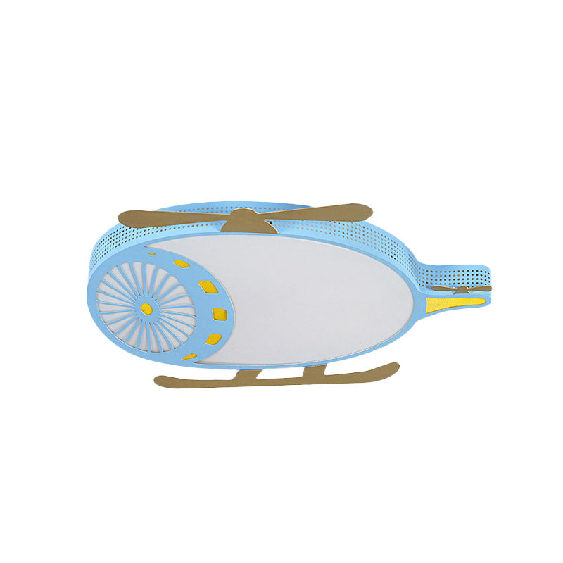 Kids Helicopter Ultrathin Ceiling Fixture Acrylic Dorm Room LED Flush Mounted Light in Pink/Blue Clearhalo 'Ceiling Lights' 'Close To Ceiling Lights' 'Close to ceiling' 'Flush mount' Lighting' 858994