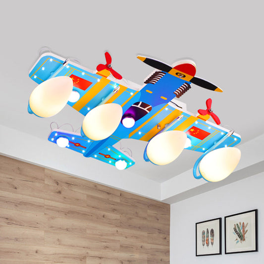 Blue Jet Ceiling Light Kids Style 4-Head Acrylic Semi Flush Mount Lighting for Boy's Bedroom Blue Clearhalo 'Ceiling Lights' 'Close To Ceiling Lights' 'Close to ceiling' 'Semi-flushmount' Lighting' 859000