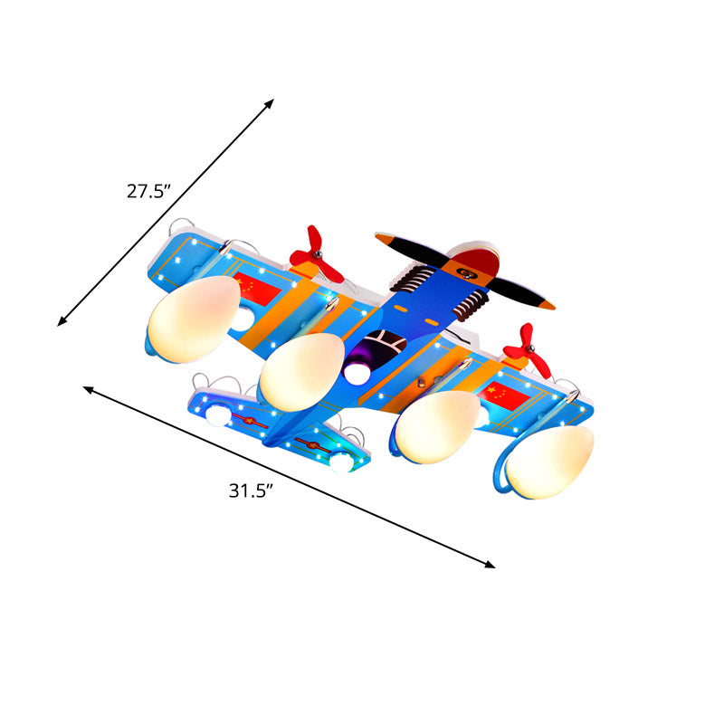 Blue Jet Ceiling Light Kids Style 4-Head Acrylic Semi Flush Mount Lighting for Boy's Bedroom Clearhalo 'Ceiling Lights' 'Close To Ceiling Lights' 'Close to ceiling' 'Semi-flushmount' Lighting' 859003