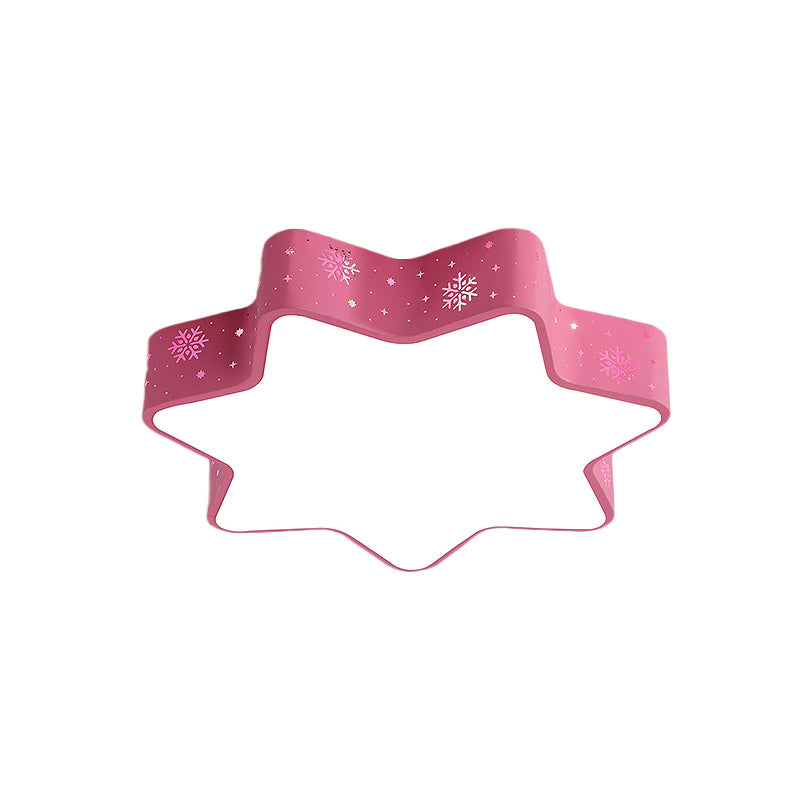 Snowflake Kindergarten Flushmount Iron Macaron LED Ceiling Lighting with Recessed Diffuser in Pink/Blue Clearhalo 'Ceiling Lights' 'Close To Ceiling Lights' 'Close to ceiling' 'Flush mount' Lighting' 859006