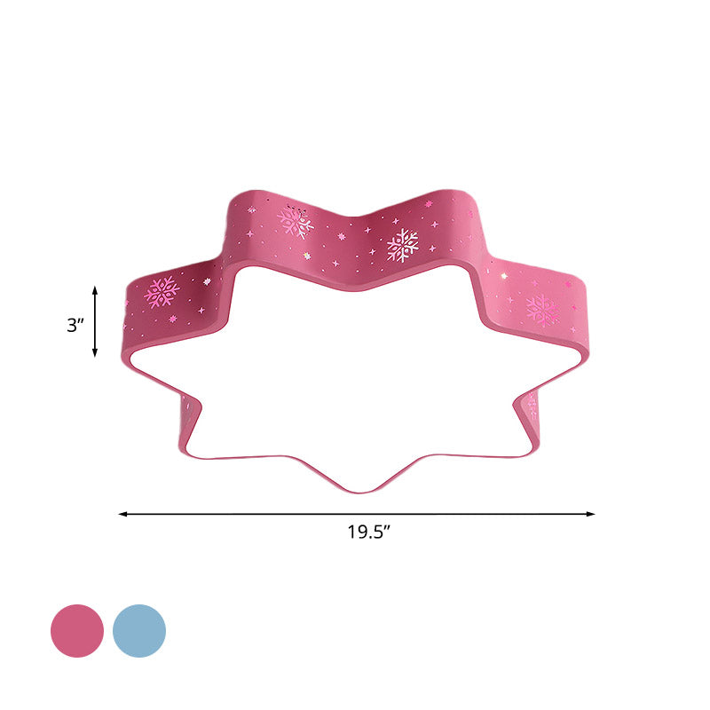 Snowflake Kindergarten Flushmount Iron Macaron LED Ceiling Lighting with Recessed Diffuser in Pink/Blue Clearhalo 'Ceiling Lights' 'Close To Ceiling Lights' 'Close to ceiling' 'Flush mount' Lighting' 859007