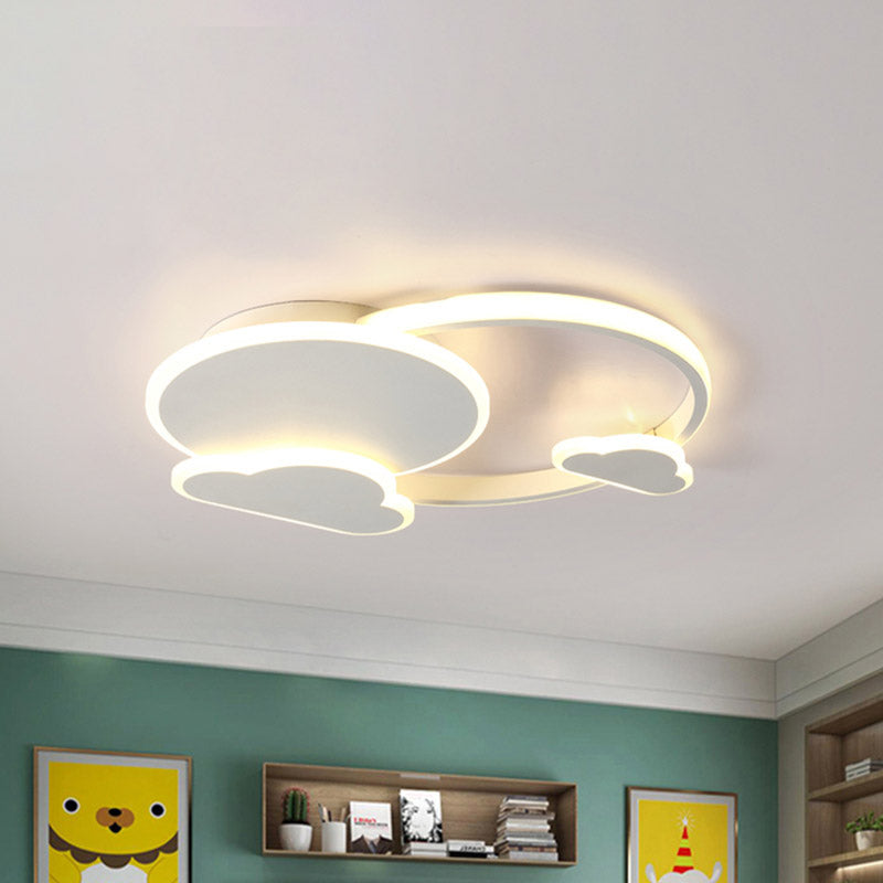 Macaron LED Flush Light Fixture White/Pink Sun Behind Cloud Ceiling Mount Lamp with Acrylic Shade in Warm/White Light White Clearhalo 'Ceiling Lights' 'Close To Ceiling Lights' 'Close to ceiling' 'Flush mount' Lighting' 859040