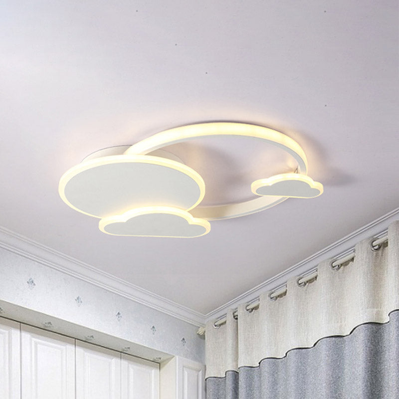 Macaron LED Flush Light Fixture White/Pink Sun Behind Cloud Ceiling Mount Lamp with Acrylic Shade in Warm/White Light Clearhalo 'Ceiling Lights' 'Close To Ceiling Lights' 'Close to ceiling' 'Flush mount' Lighting' 859042