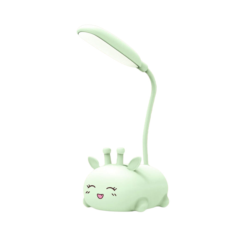 Cartoon Sika Deer Desk Lamp Plastic Kid Room LED Night Light with Flexible Arm in White/Pink/Blue Clearhalo 'Lamps' 'Table Lamps' Lighting' 859327