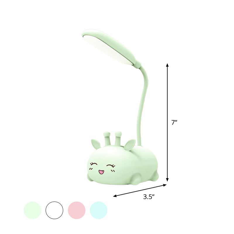 Cartoon Sika Deer Desk Lamp Plastic Kid Room LED Night Light with Flexible Arm in White/Pink/Blue Clearhalo 'Lamps' 'Table Lamps' Lighting' 859329