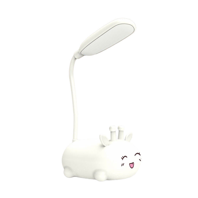Cartoon Sika Deer Desk Lamp Plastic Kid Room LED Night Light with Flexible Arm in White/Pink/Blue Clearhalo 'Lamps' 'Table Lamps' Lighting' 859332