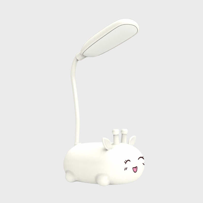 Cartoon Sika Deer Desk Lamp Plastic Kid Room LED Night Light with Flexible Arm in White/Pink/Blue Clearhalo 'Lamps' 'Table Lamps' Lighting' 859333