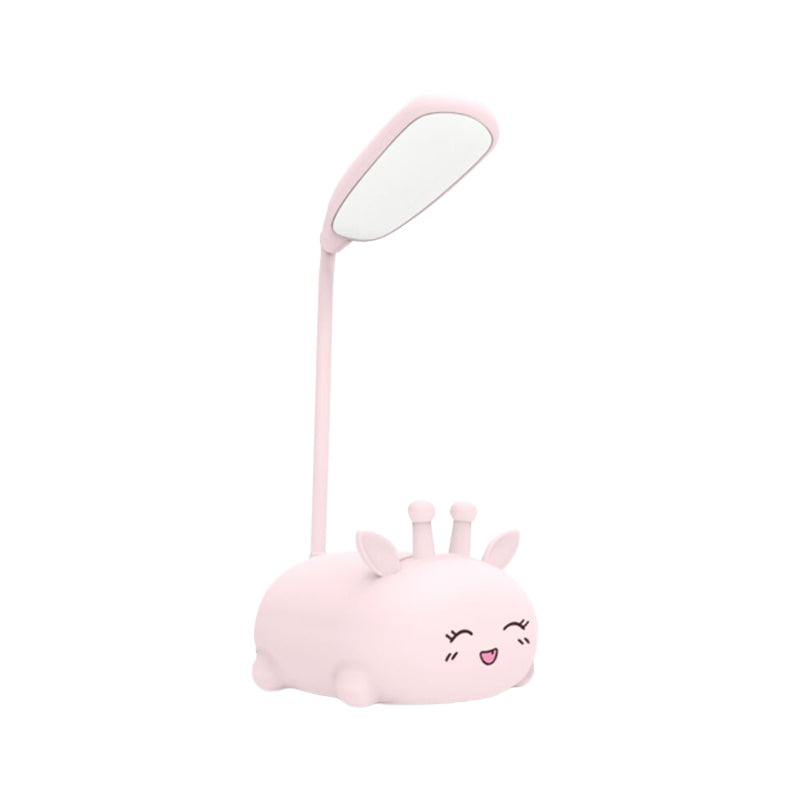 Cartoon Sika Deer Desk Lamp Plastic Kid Room LED Night Light with Flexible Arm in White/Pink/Blue Clearhalo 'Lamps' 'Table Lamps' Lighting' 859336
