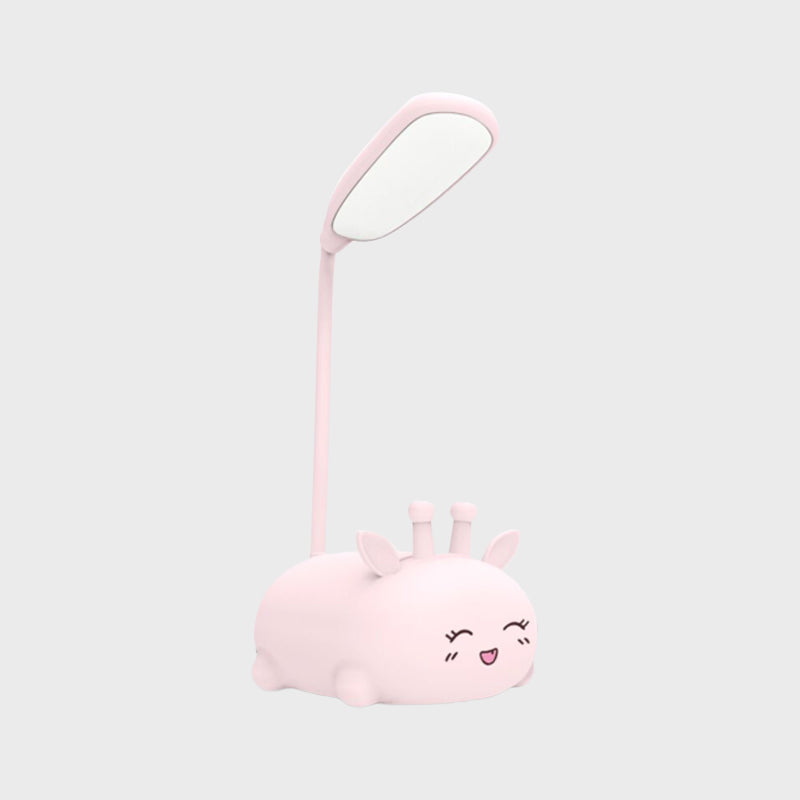 Cartoon Sika Deer Desk Lamp Plastic Kid Room LED Night Light with Flexible Arm in White/Pink/Blue Clearhalo 'Lamps' 'Table Lamps' Lighting' 859337