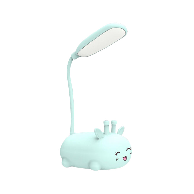 Cartoon Sika Deer Desk Lamp Plastic Kid Room LED Night Light with Flexible Arm in White/Pink/Blue Clearhalo 'Lamps' 'Table Lamps' Lighting' 859340