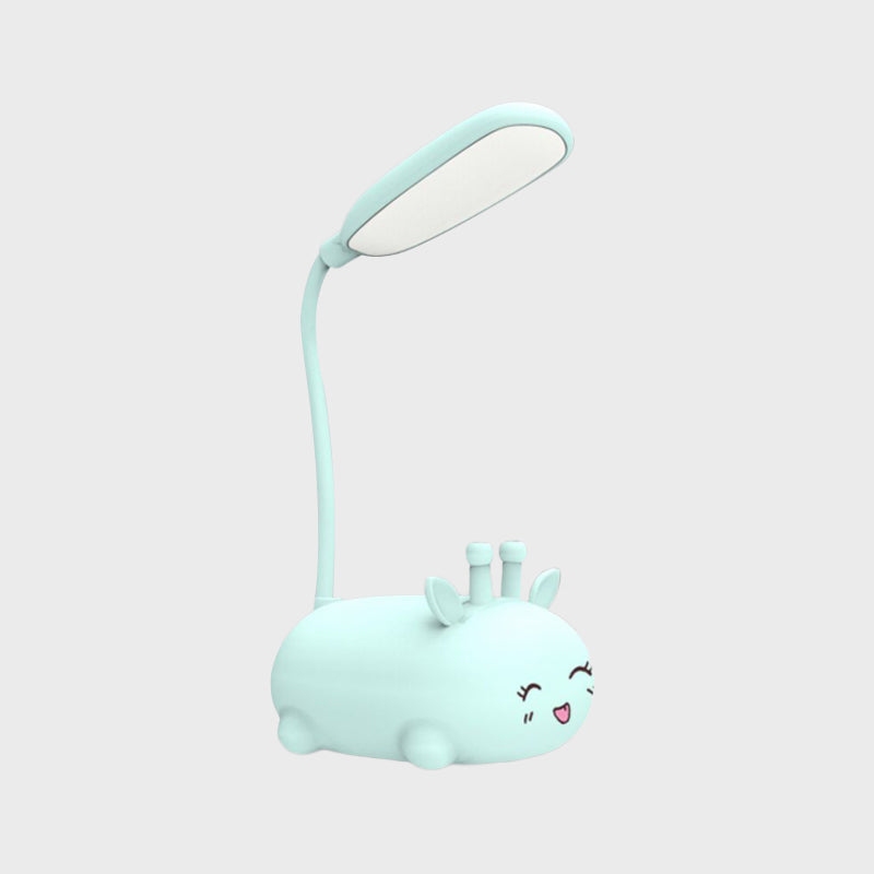 Cartoon Sika Deer Desk Lamp Plastic Kid Room LED Night Light with Flexible Arm in White/Pink/Blue Clearhalo 'Lamps' 'Table Lamps' Lighting' 859341