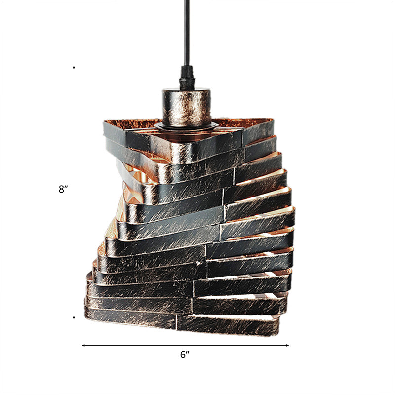 Farmhouse Style Triangle Pendant Lighting 1 Light Iron Ceiling Fixture with Wire Frame in Bronze Clearhalo 'Art Deco Pendants' 'Cast Iron' 'Ceiling Lights' 'Ceramic' 'Crystal' 'Industrial Pendants' 'Industrial' 'Metal' 'Middle Century Pendants' 'Pendant Lights' 'Pendants' 'Tiffany' Lighting' 85961